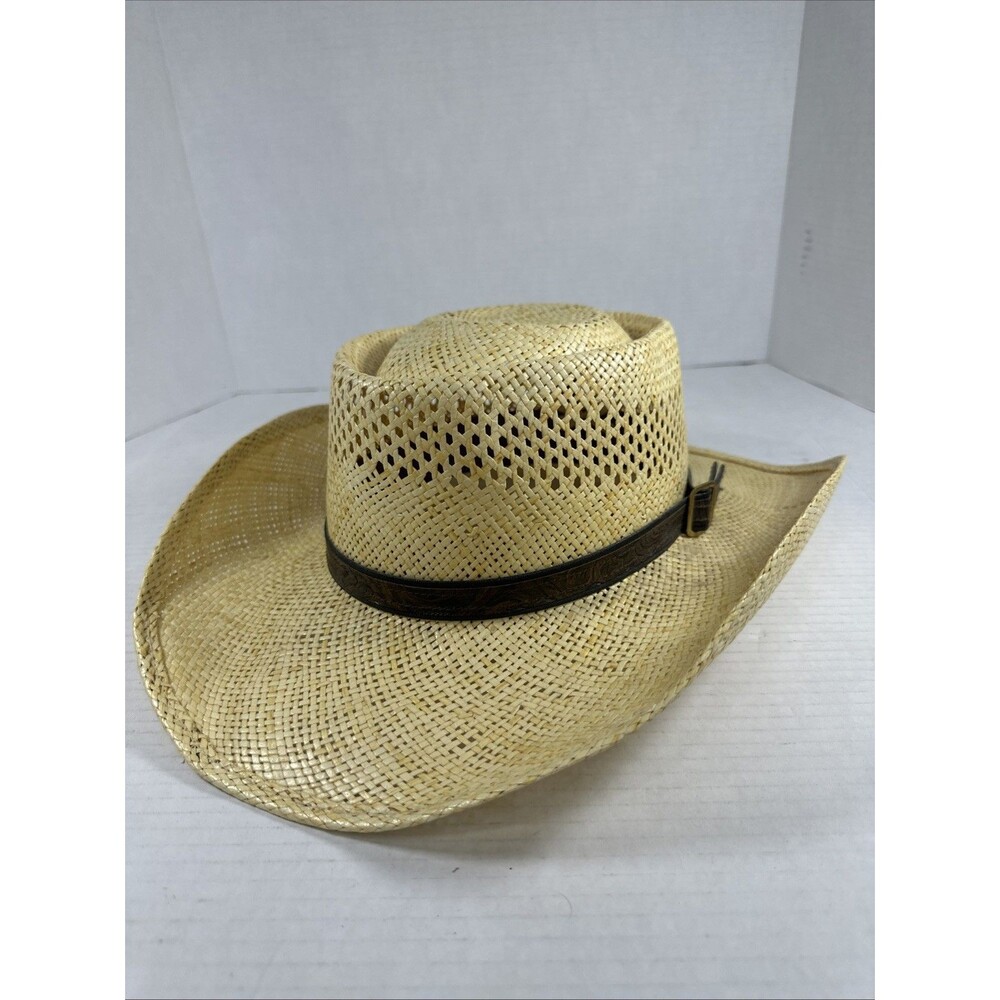 Vintage Stetson Airway Vented Cowboy Straw Hat Natural